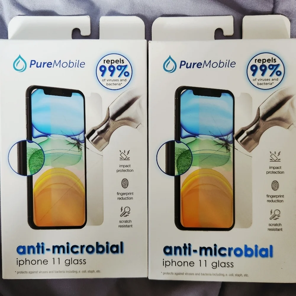 PureMobile iPhone 11 Anti Microbial Glass Shield 2 Pack